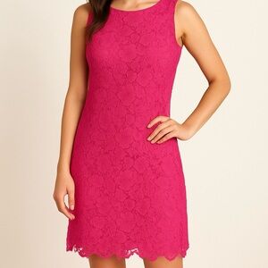 Catherine Malandrino Sz 12 Pink Lace Sleeveless Mini Sheath Dress Women Lined